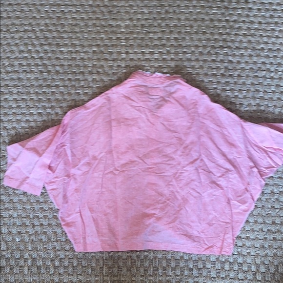 Gallego Desportes Orange Linen blend Button-Up Shirt stand Up collar 3/4 Sleeve - Picture 10 of 12